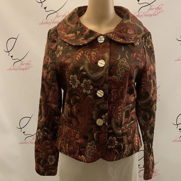 Mechant. Sz Small. Floral Tapestry Button Up Lined Jacket. Long Sleeve. WTC - Picture 1 of 8